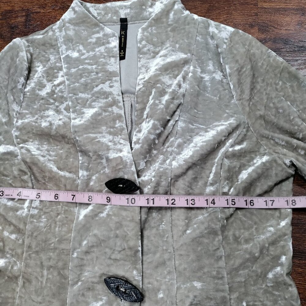 IC by Connie K Classic Lagenlook Artsey Crushed Velvet Jacket Tan Women's Small - Picture 9 of 13